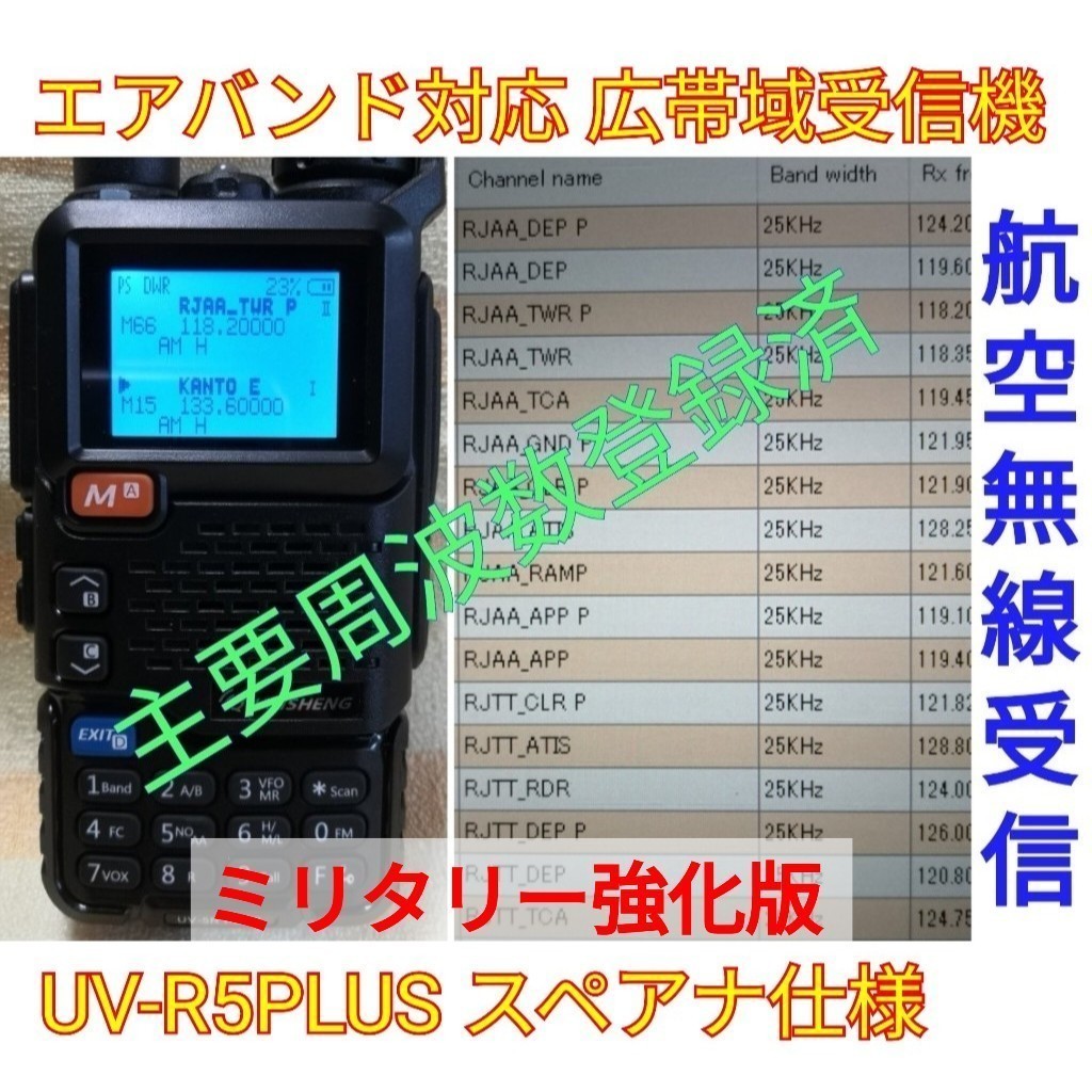 【ミリタリー強化】広帯域受信機 UV-5R PLUS 未使用新品 スペアナ機能 周波数拡張 エアバンドメモリ登録済 日本語簡易取説 (UV-K5上位機).,_画像1