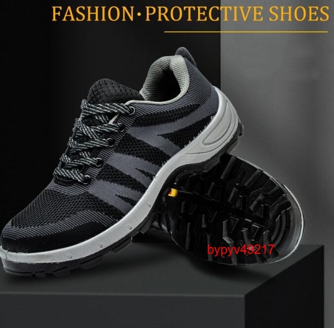  work shoes safety shoes mesh men's lady's man and woman use steel . core toes protection slipping difficult .. pulling out prevention ventilation comfortable stylish light weight sneakers C49