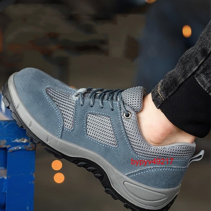作業靴 安全靴 メッシュ メンズ レディース 男女兼用 鋼先芯 つま先保護 滑りにくい 踏み抜き防止 通気性 快適 おしゃれ 軽量 スニーカーC9_画像2