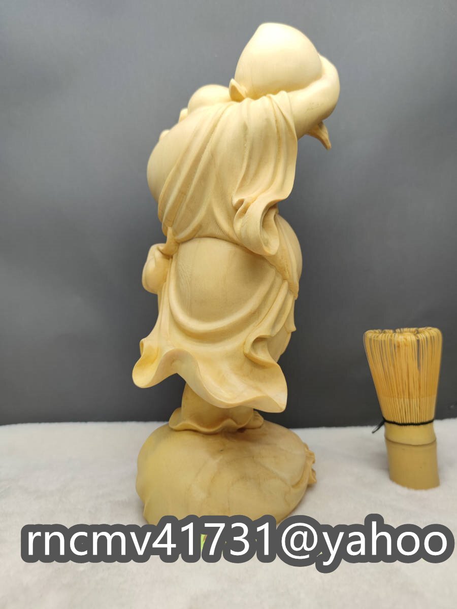 「81SHOP」 七福神 布袋 縁起物 彫刻 天然木 彫刻 風水 置物 仏教 美術_画像5