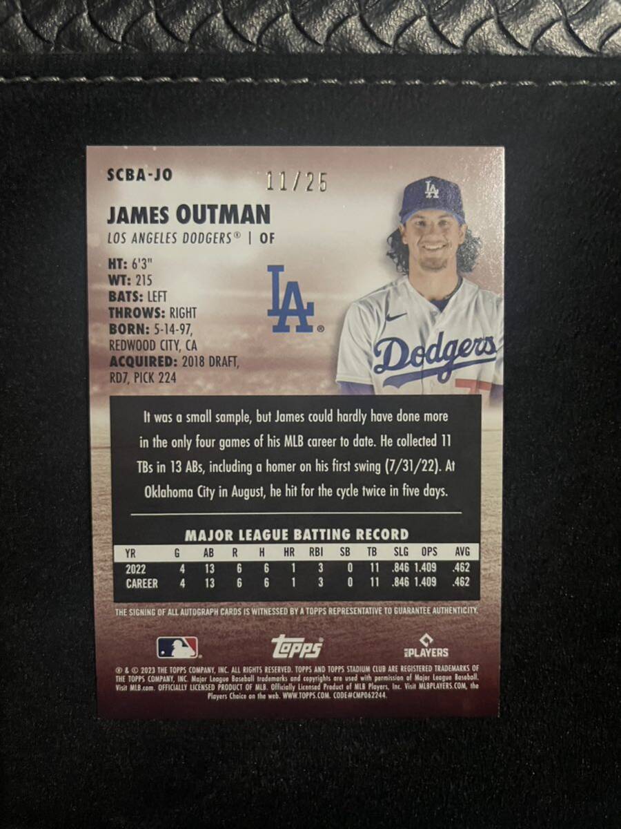25シリアル 2023 Topps Stadium Club アウトマンJames Outman Los Angeles Dodgers Auto ドジャース ルーキーオート サインの画像2