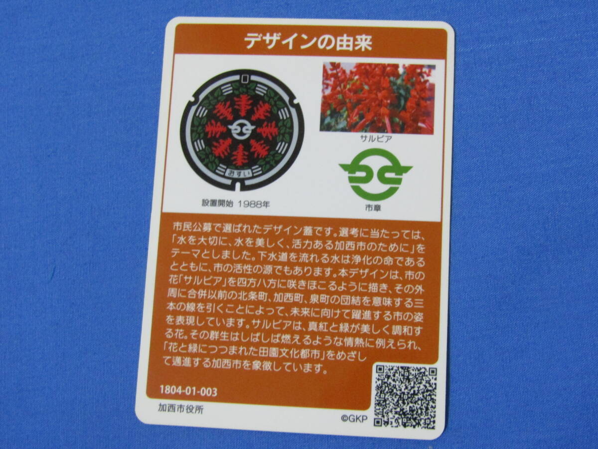 マンホールカード 003 兵庫県 加西市 設置開始 1988年 加西市役所 サルビア 市章の画像2
