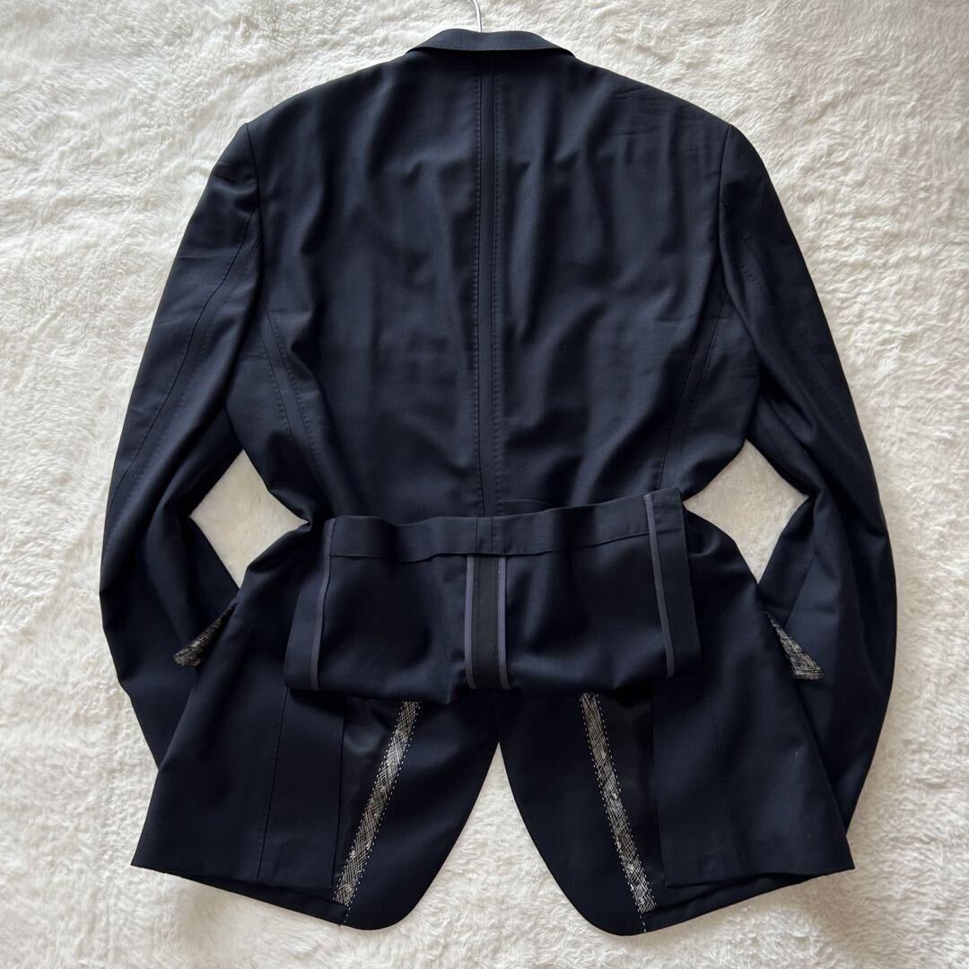 【圧巻の存在感 未使用級】ポールスミスコレクション テーラードジャケット ラペル切替 裏地総柄 ネイビー XLサイズ 高級感 日本製の画像9