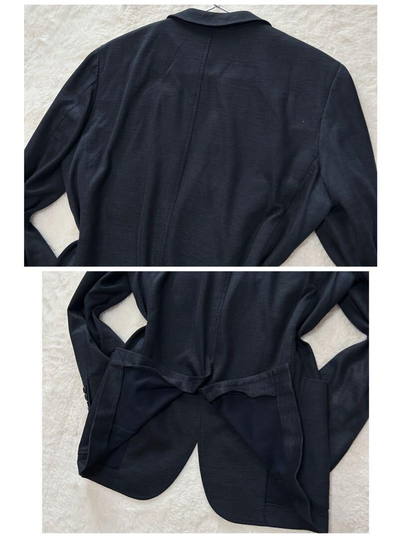 【紳士の佇まい　美品】バーバリーロンドン　テーラードジャケット　リネン混　コットン　茶色ボタン　濃紺　ネイビー　Mサイズ　高級感_画像9