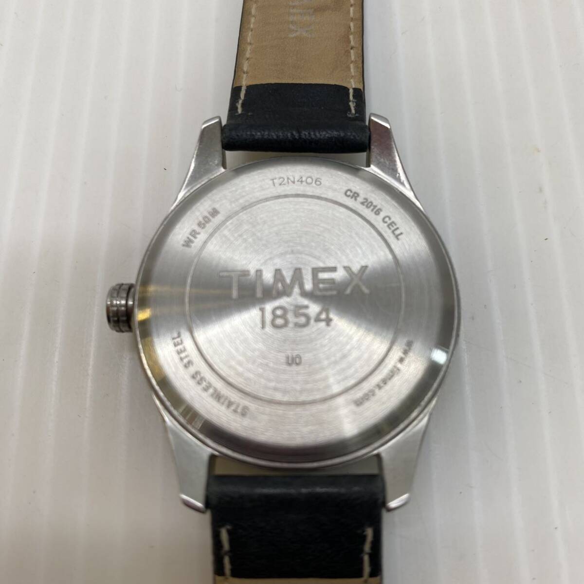 TIMEX タイメックス 腕時計 クオーツ 電池式 アナログ 3針 デイト カレンダー 黒文字盤 Beams T2N406 インディグロ 動作品 可動品の画像2