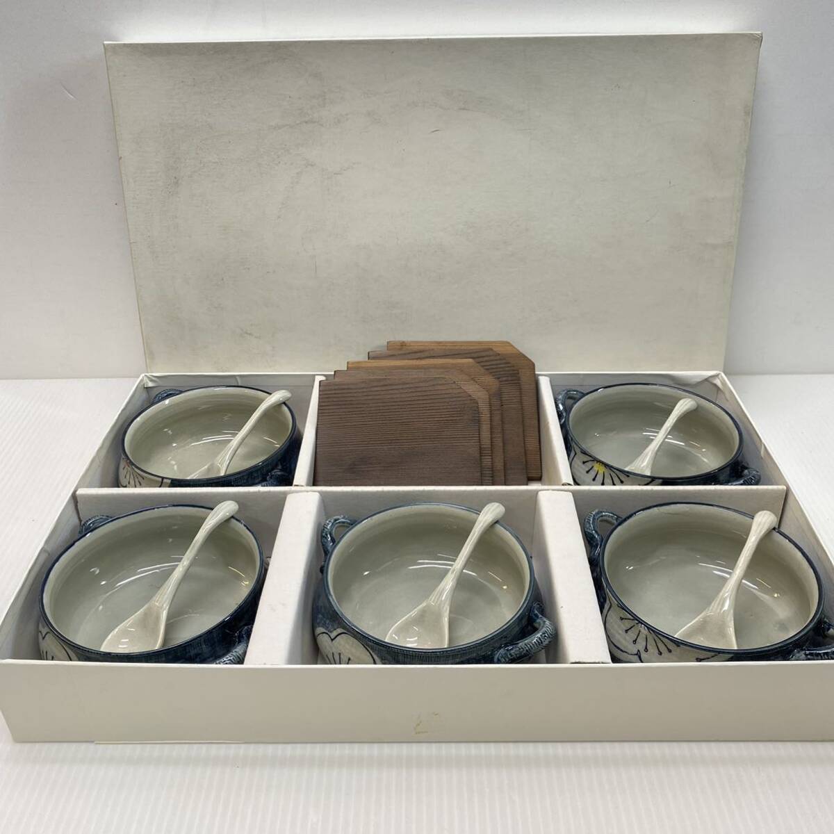 陶磁器 グラタン皿 5客セット スプーン 食器 小鉢 未使用 の画像1