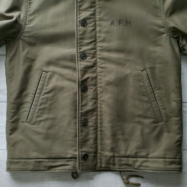 COOTIE PRODUCTIONS クーティー■美品 00s後期 Pique Watch Jacket XL 裏ボア アルパカ×ウール N-1 デッキジャケット 日本製 オリーブ_画像5