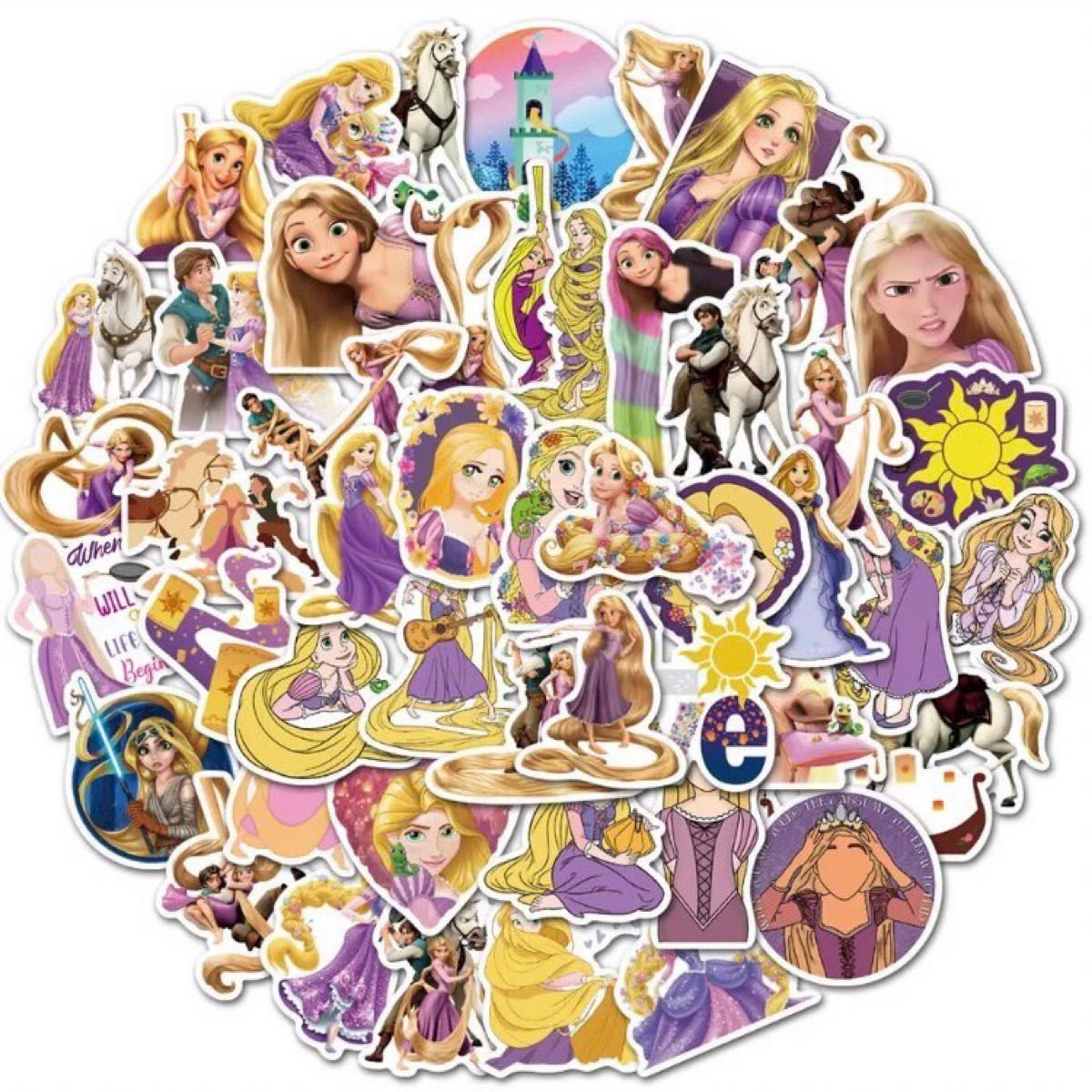 【 ラプンツェル 】プリンセス Disney ディズニー ステッカー シール 50枚入 姫 女の子 女子 防水 ダブり無し