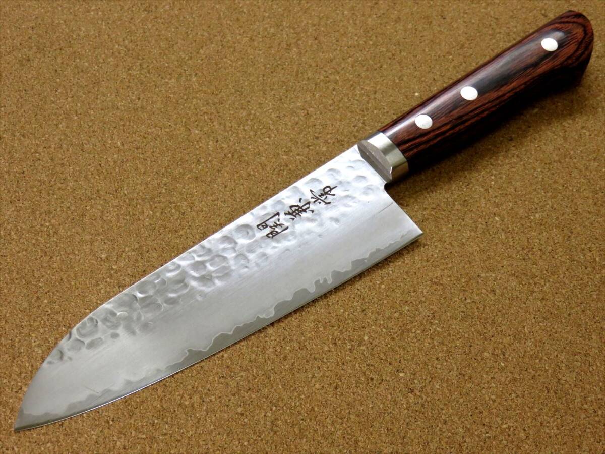 関の刃物 三徳包丁 16.5cm (165mm) 関兼常 V金1号 VG-1 槌目鍛造ブレード 口金付 両刃 万能包丁 文化包丁 肉切り 魚の処理 野菜切り 日本製