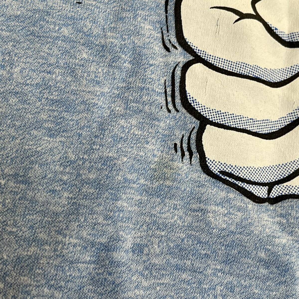 70年代 ヴィンテージ リンガーTシャツ STUPID ダジャレ 1975 USA製 アメリカ製 霜降り メッセージ 半袖Tシャツ 水色 70s S 美品_画像5