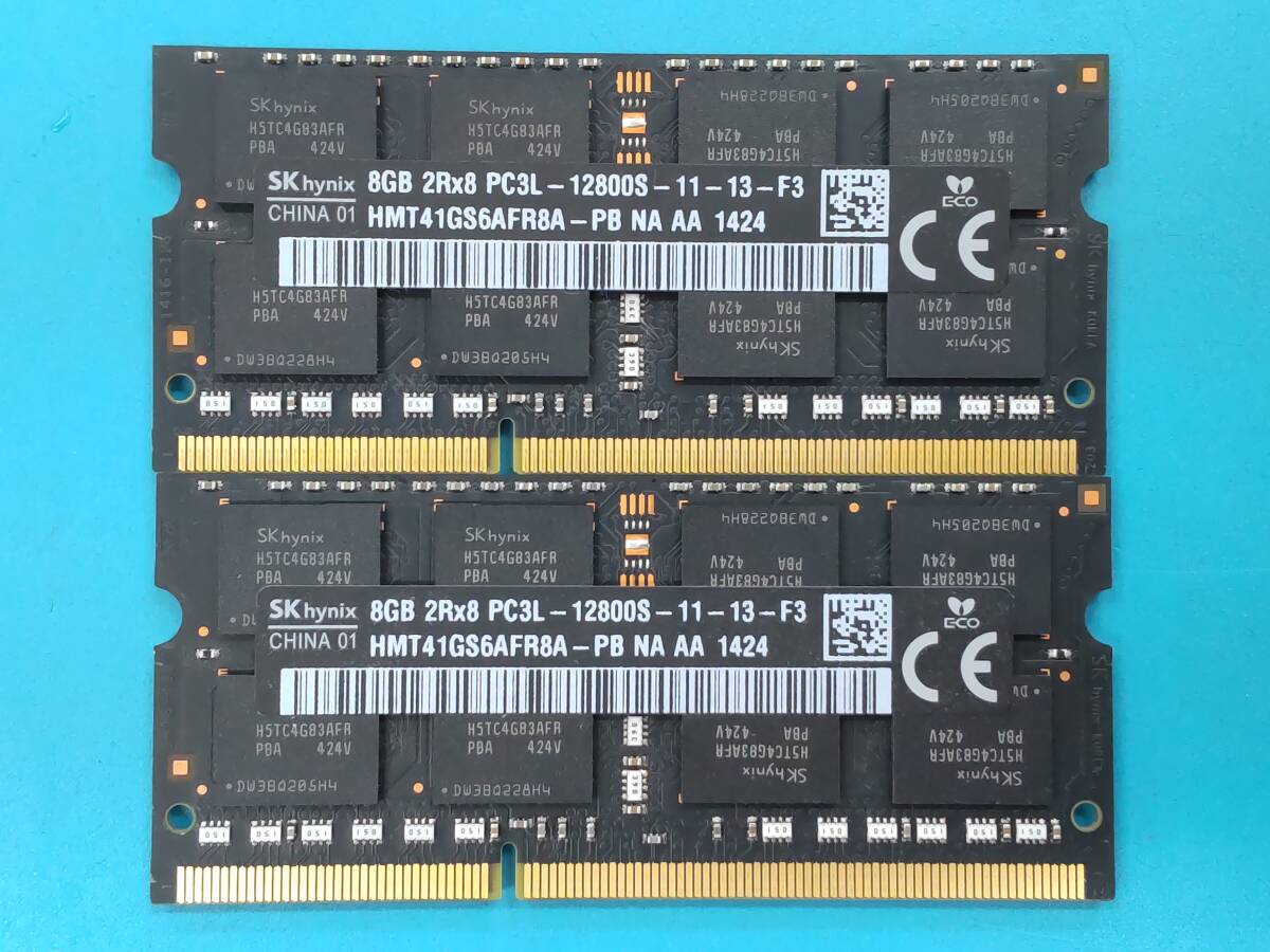 動作確認 SK hynix製 PC3L-12800S 2Rx8 8GB×2枚組=16GB 14240100424の画像1