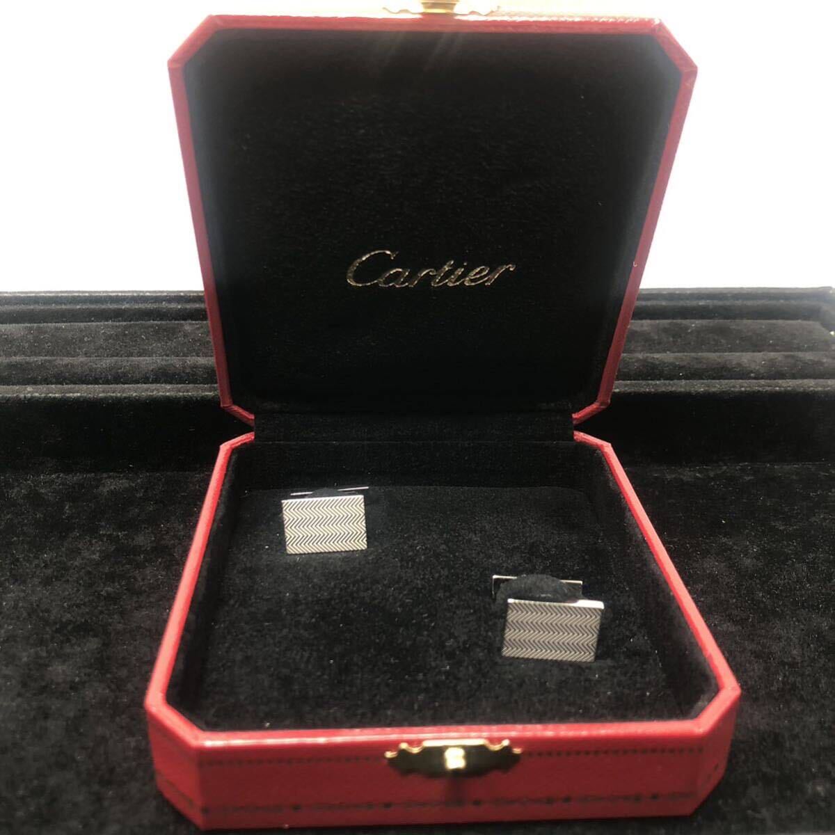 Cartier カルティエ シュヴロン ライン カフス一対 Ag925 シルバー ケース有 状態綺麗 YS U185の画像1