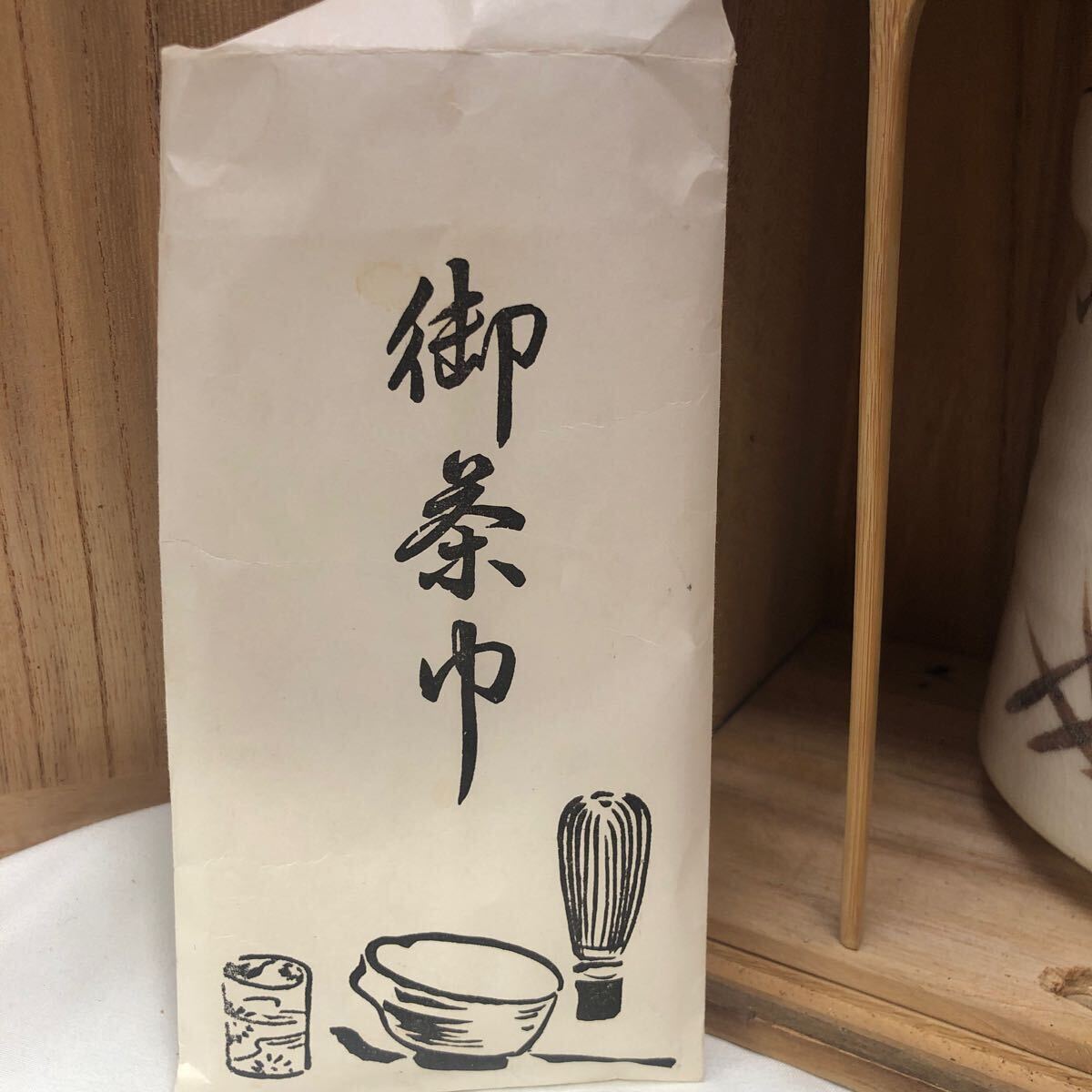 初だし■茶道具8点セット 短冊棚1式■アンティーク 骨董 レトロ 陶器 茶事 茶杓 茶器 短冊箱 未使用品 おまとめ 和 和食器 陶芸 KN-R29U_画像4