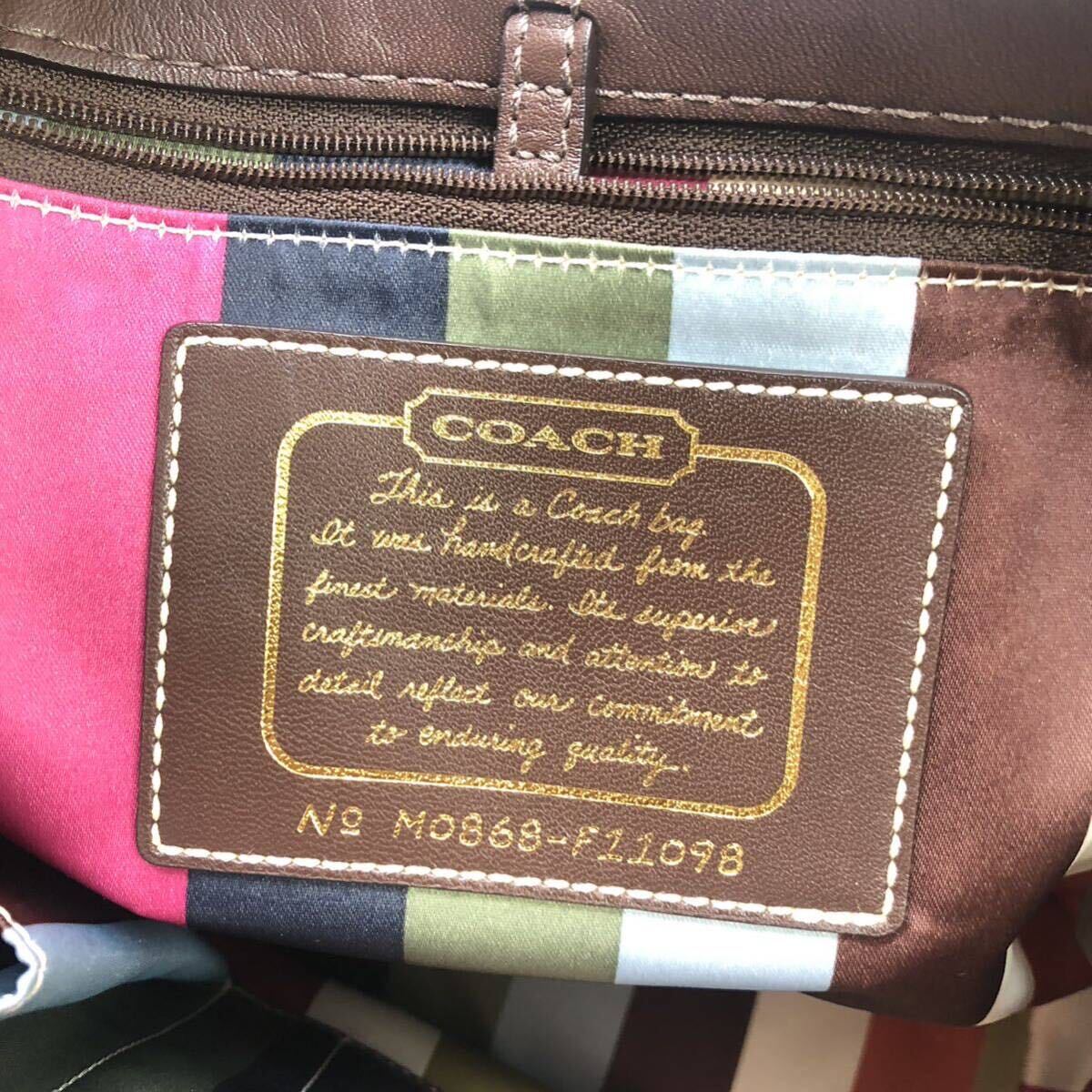 COACH コーチ シグネチャー トートバッグ ブラウン ベージュ M0868-F11098 キャンバス KN-7J80_画像5