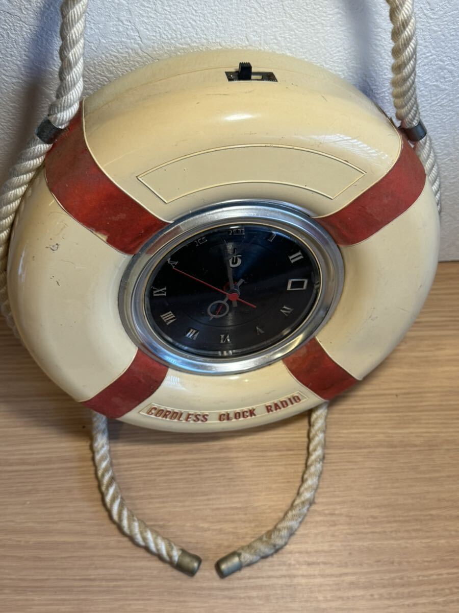 昭和 レトロ マリン 掛け時計 ラジオ 日本製 アンティーク ビンテージ ウォールクロック 時計 海 オブジェ インテリア 