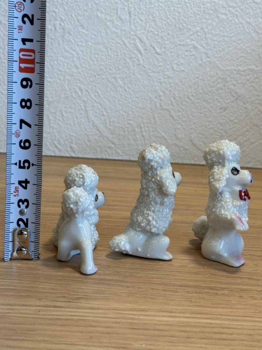 アンティーク プードル 子犬 3匹 陶器 置物 白 ホワイト 犬 ビンテージ 昭和 レトロ 日本製 オブジェ インテリア_画像5