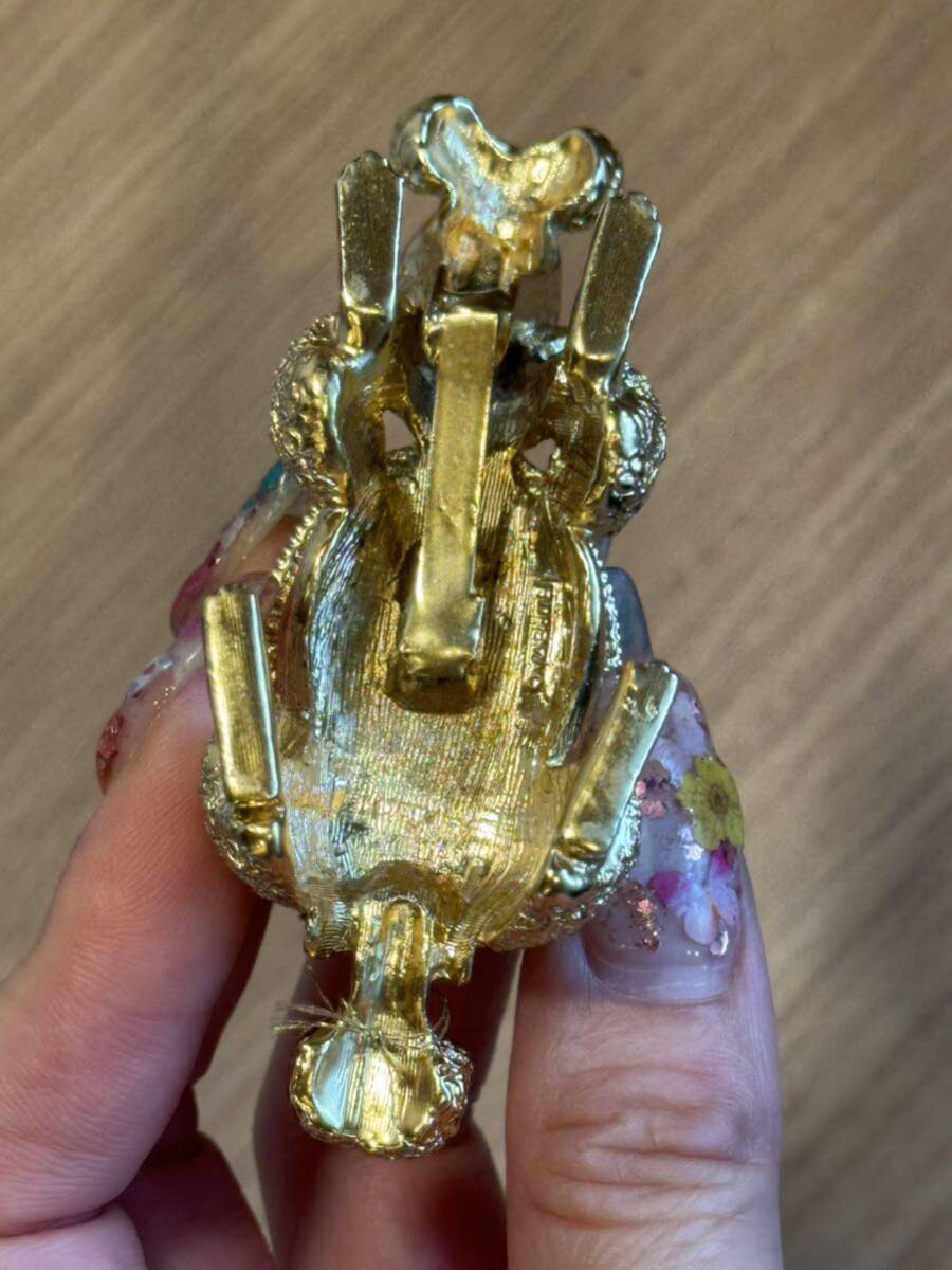 fro Len tsa poodle Gold sewing pincushion dog ornament objet d'art USA miscellaneous goods antique Vintage Showa Retro alloy 