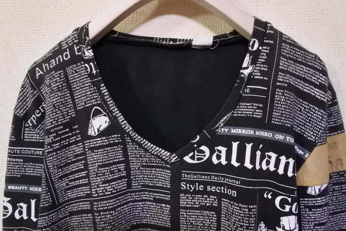 John Galliano News Paper L/S Shirts size L ... задний ... ... бумага   ... ... рукоятка   Италия  пр-во  