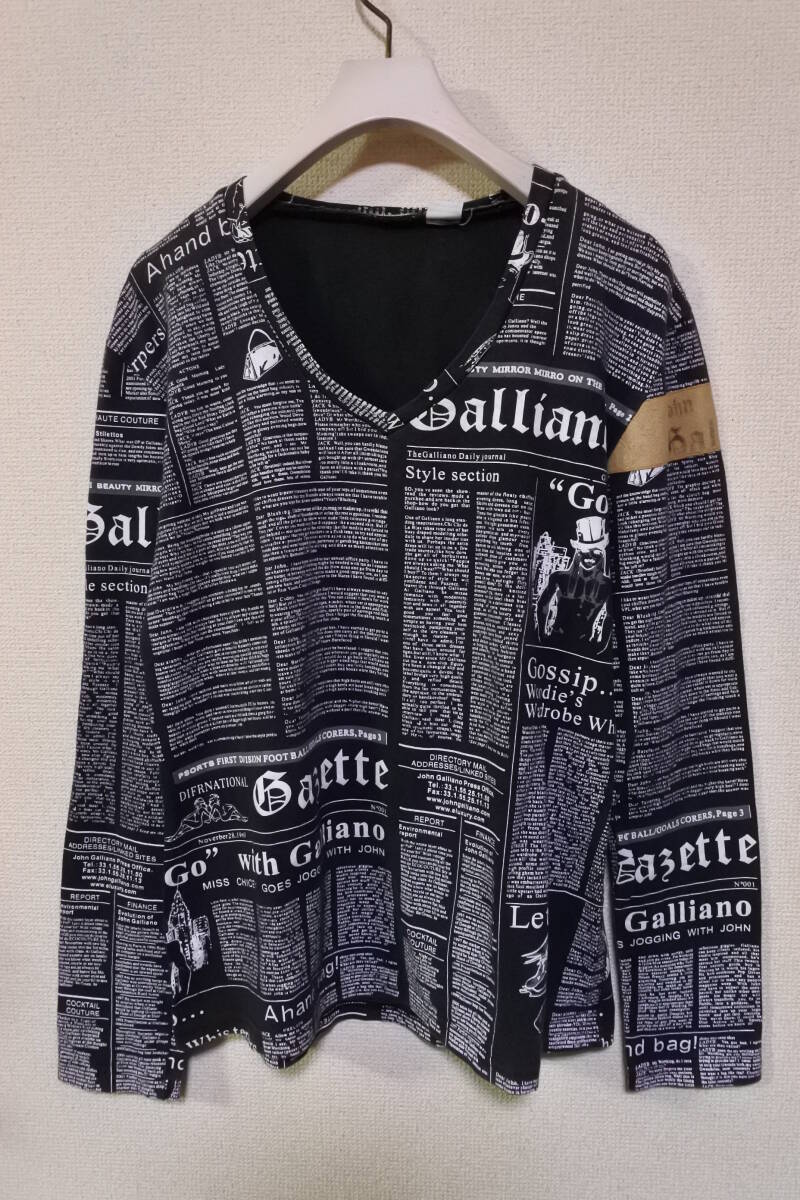 John Galliano News Paper L/S Shirts size L ... задний ... ... бумага   ... ... рукоятка   Италия  пр-во  