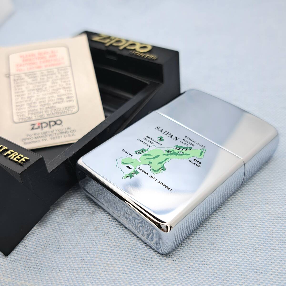 1000円～ zippo 未使用 希少モデル 1989年製 ジッポー ケース有 シルバー SILVER color 取説 サイパン島 オイルライター USA 055_画像2