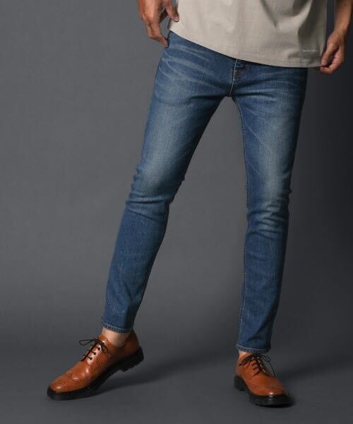 The DUFFER of ST.GEORGE OKAYAMA DENIM：【岡山デニム】ユーズドウォッシュ ストレッチスキニーデニム 5ポケットジーンズ Mの画像2