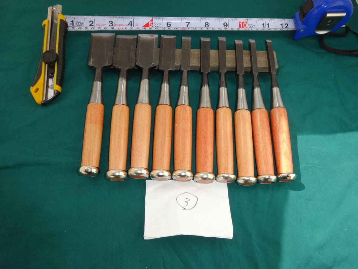 大工道具 未使用 追い入れ鑿 各サイズ10本組 状態とサイズ画像参照の事 無銘 普段使いに重宝 仕上げ研ぎ必要