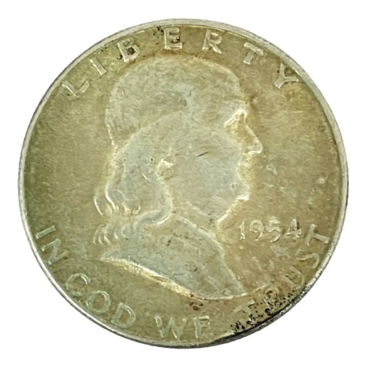 アメリカ ハーフダラー/50セント 銀貨 1954年 フランクリン SV900★6263の画像1