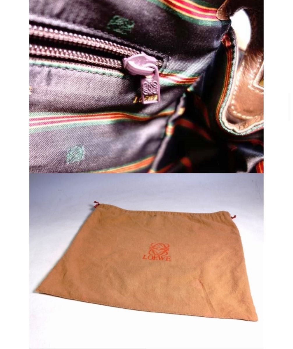 【LOEWE ロエベ】アナグラム レザー ショルダーバッグ 茶 ブラウン系 ゴールド金具 保管袋付き 斜め掛けバッグ