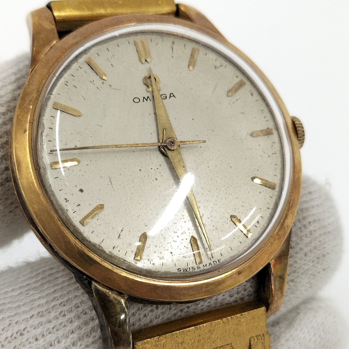 ●現状品 OMEGA オメガ ゴールド メンズ 腕時計 シルバー文字盤 手巻き ヴィンテージ 中古[ne]u572_画像8