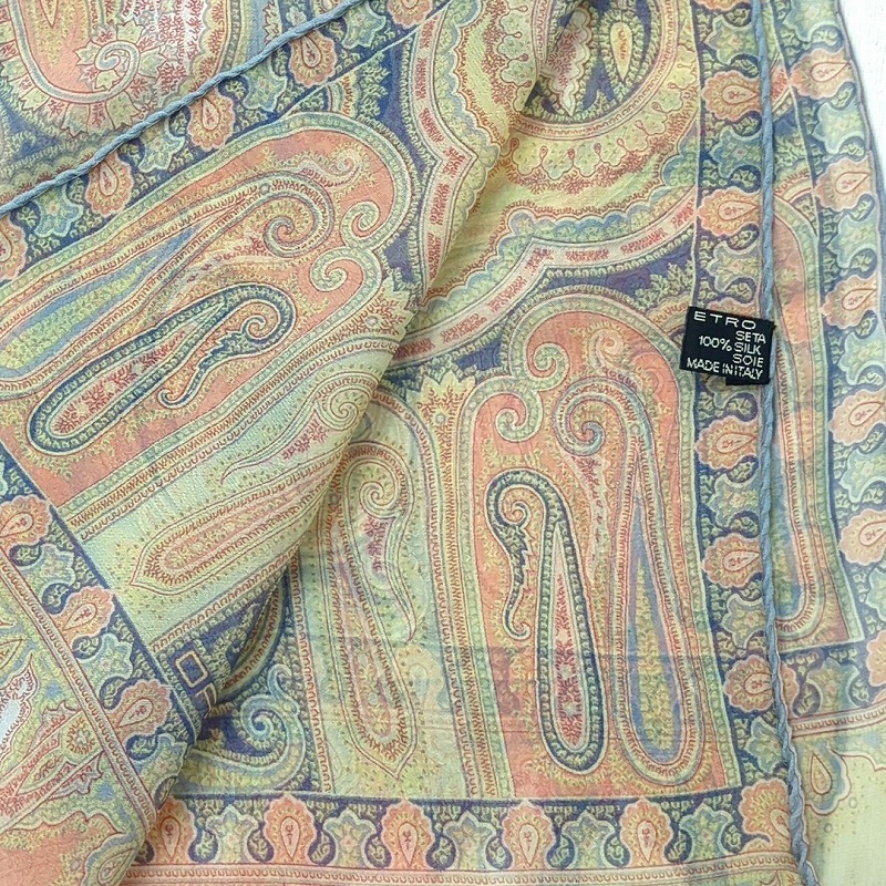 ETRO エトロ 100％ シルク スカーフ ペイズリー柄 イタリア製_画像2