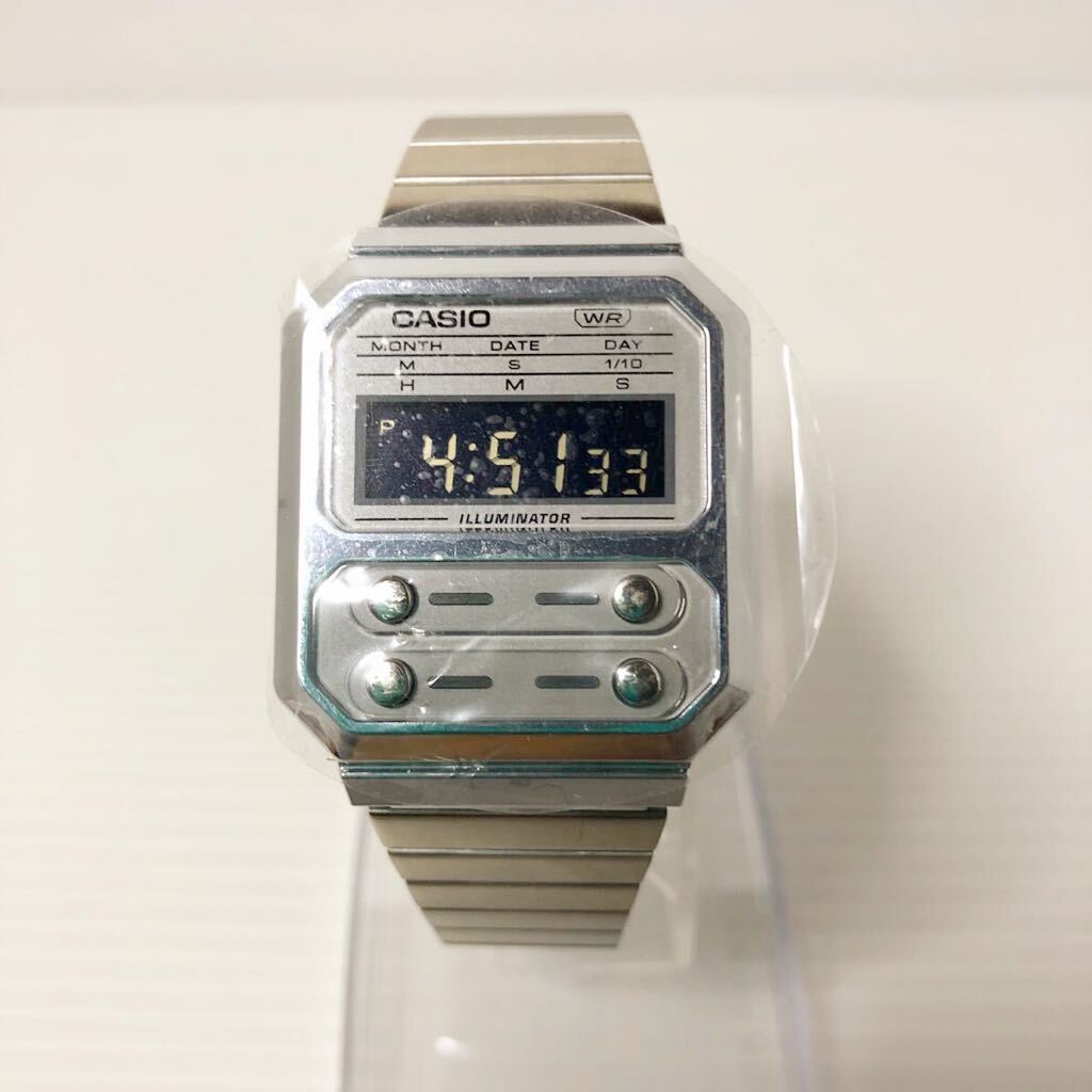 新品 CASIO A100WE-7B 海外モデル 復刻デザイン デジタル 腕時計 チープカシオの画像3