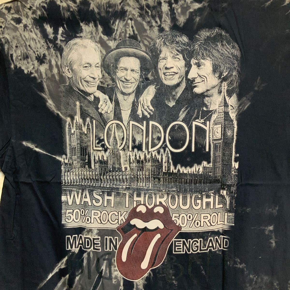 ローリングストーンズ　Tシャツ　XLサイズ　The Rolling Stones ロックバンド　タイダイ　絞り染め　ムラ染