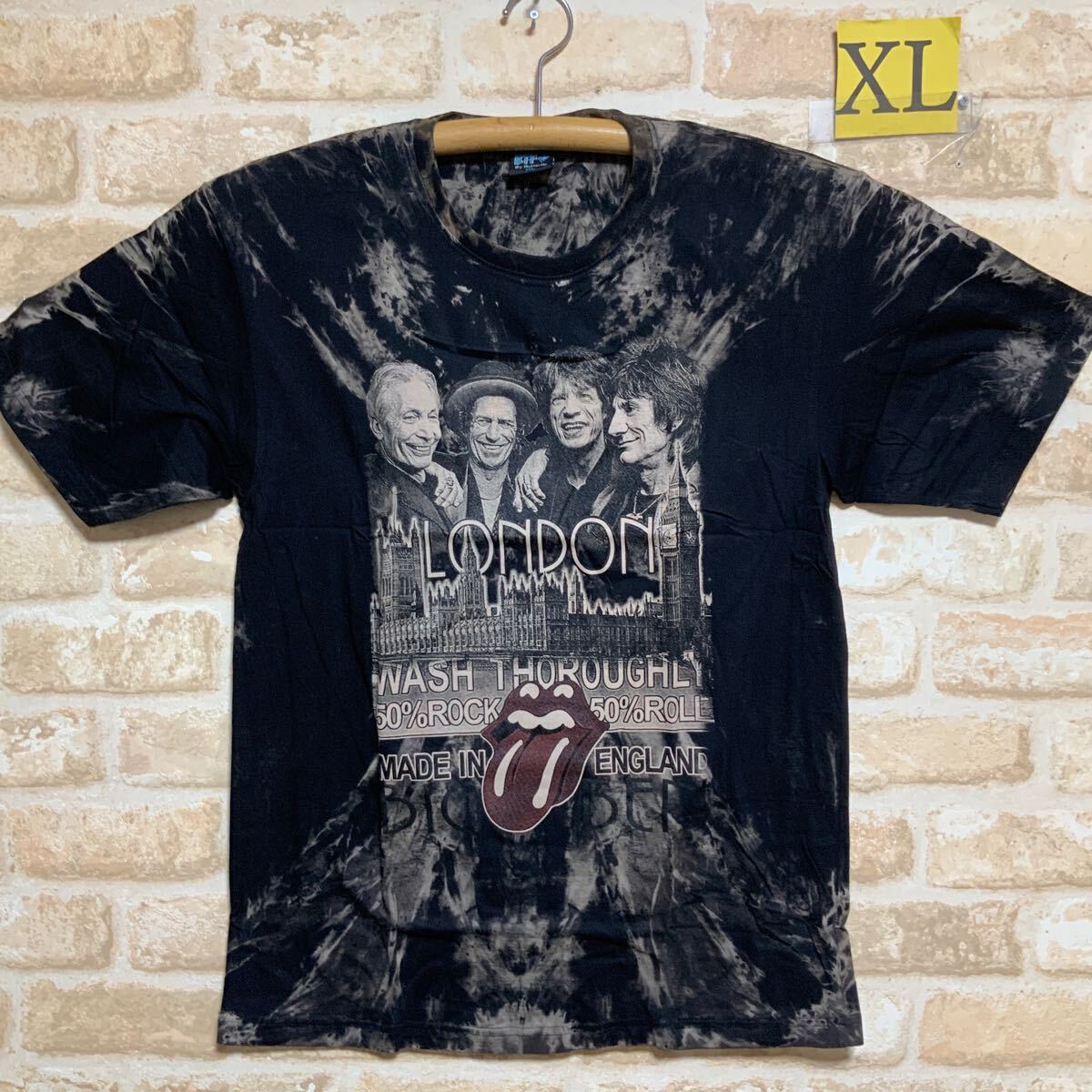 ローリングストーンズ　Tシャツ　XLサイズ　The Rolling Stones ロックバンド　タイダイ　絞り染め　ムラ染