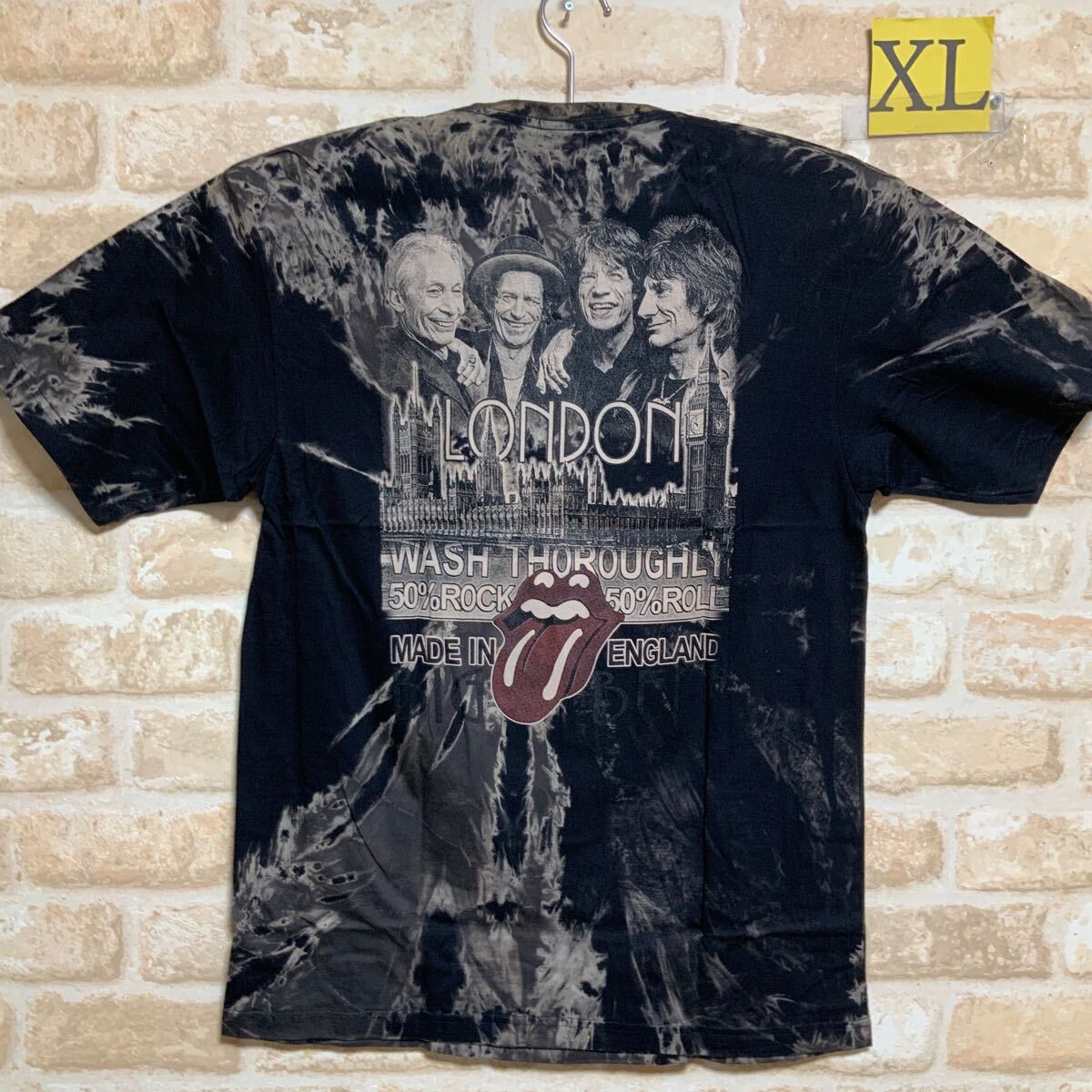 ローリングストーンズ　Tシャツ　XLサイズ　The Rolling Stones ロックバンド　タイダイ　絞り染め　ムラ染