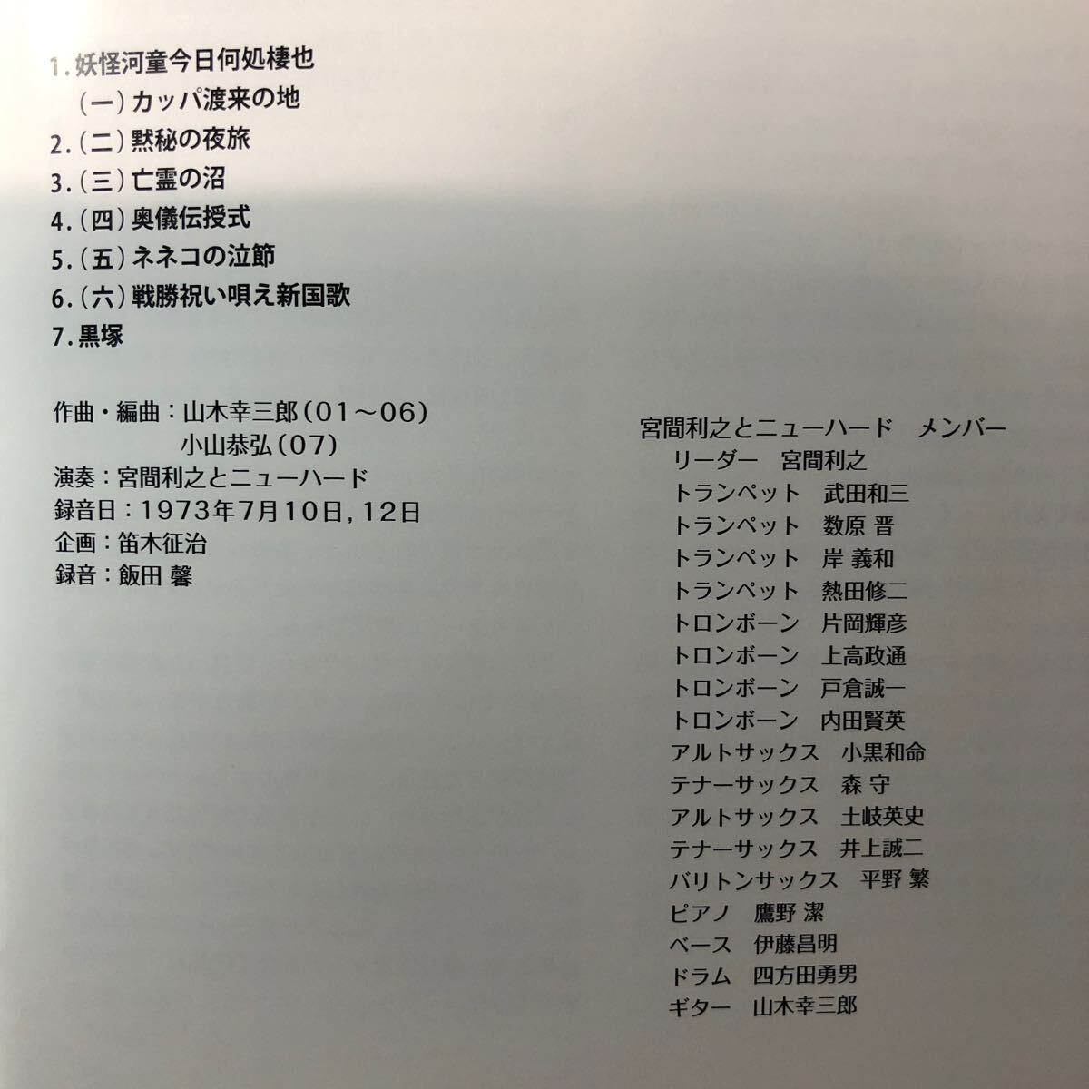 和ジャズプラケースCD／宮間利之とニューハード／土の音~日本伝説の中の詩情~（数原晋、片岡輝彦、土岐英史、山木幸三郎氏参加）1973年録音の画像3