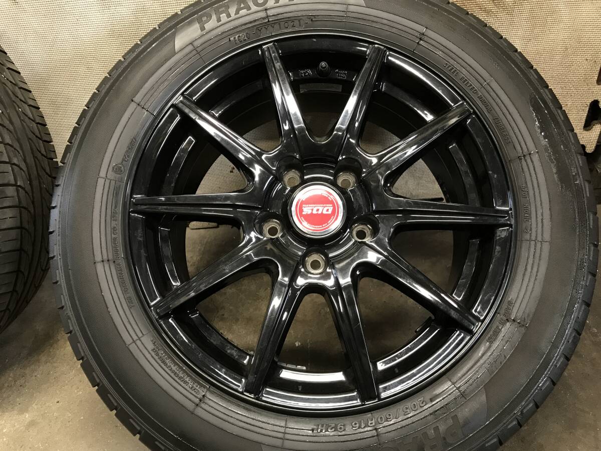 【205/60R16】溝有21年製ヨコハマ製タイヤ【16×6.5J+38 PCD114.3 5H】DOSアルミホイール 4本 90ノア,60プリウス,プリウスαの画像6