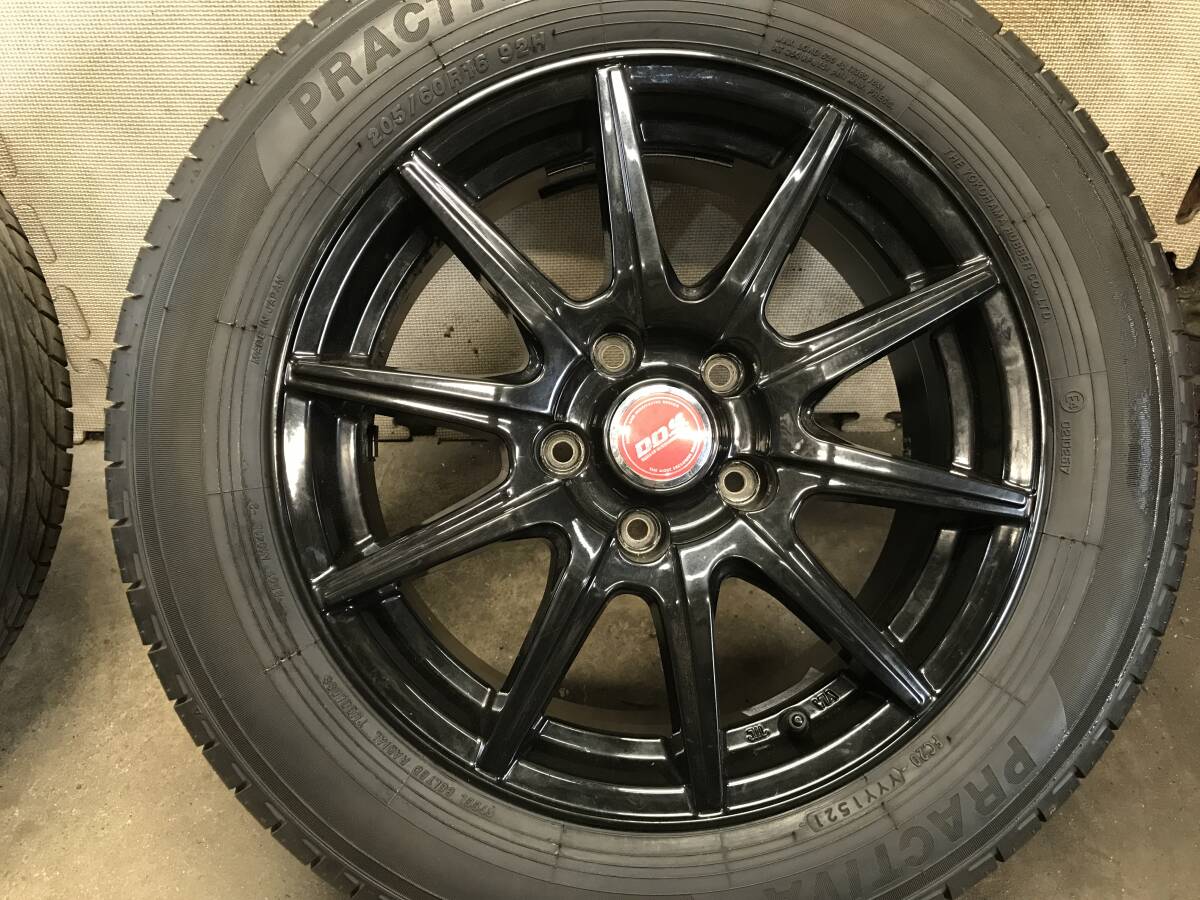 【205/60R16】溝有21年製ヨコハマ製タイヤ【16×6.5J+38 PCD114.3 5H】DOSアルミホイール 4本 90ノア,60プリウス,プリウスαの画像7