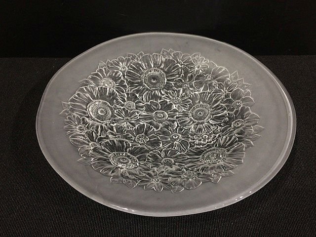 Y1547M HOYA クリスタル ガラス プレート 大皿 盛皿 直径42cm 花柄の画像1