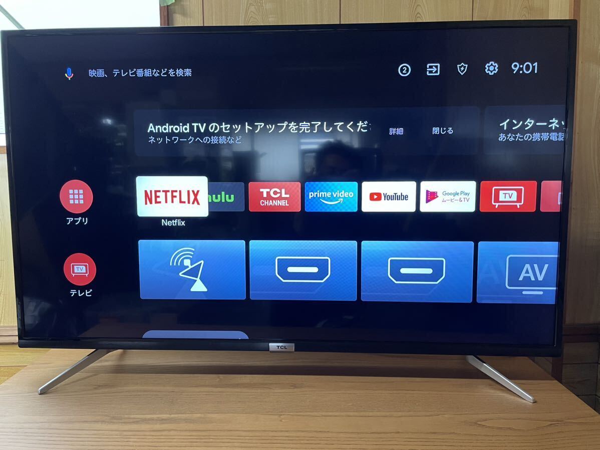TCL 4K液晶テレビ 43P618 2022年製 リモコン付 Android TV 4Kチューナー内蔵 TV 43V型 直接引き取り歓迎_画像1