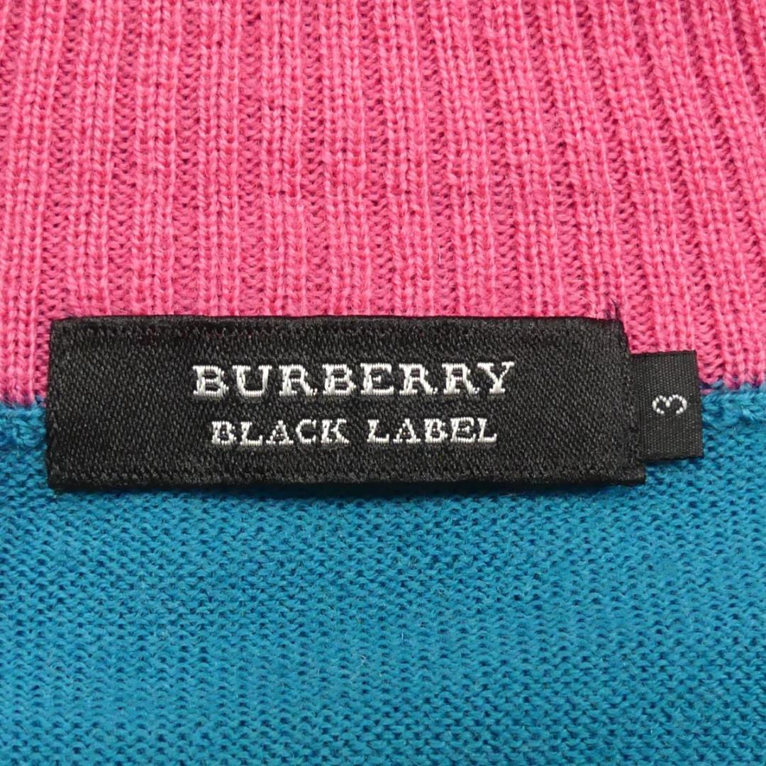 即決★イタリア製 BURBERRY BLACK LABEL★メンズL 廃版 ニット セーター バーバリーブラックレーベル 3 水色 ウール 三陽商会 刺繍_画像8