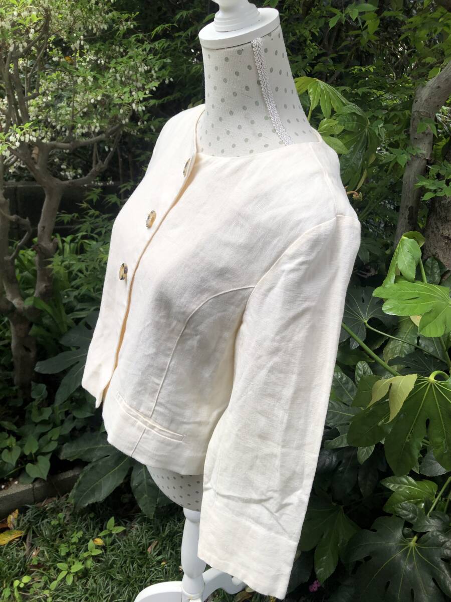  flax 100% no color jacket M~L postage 230 jpy short 