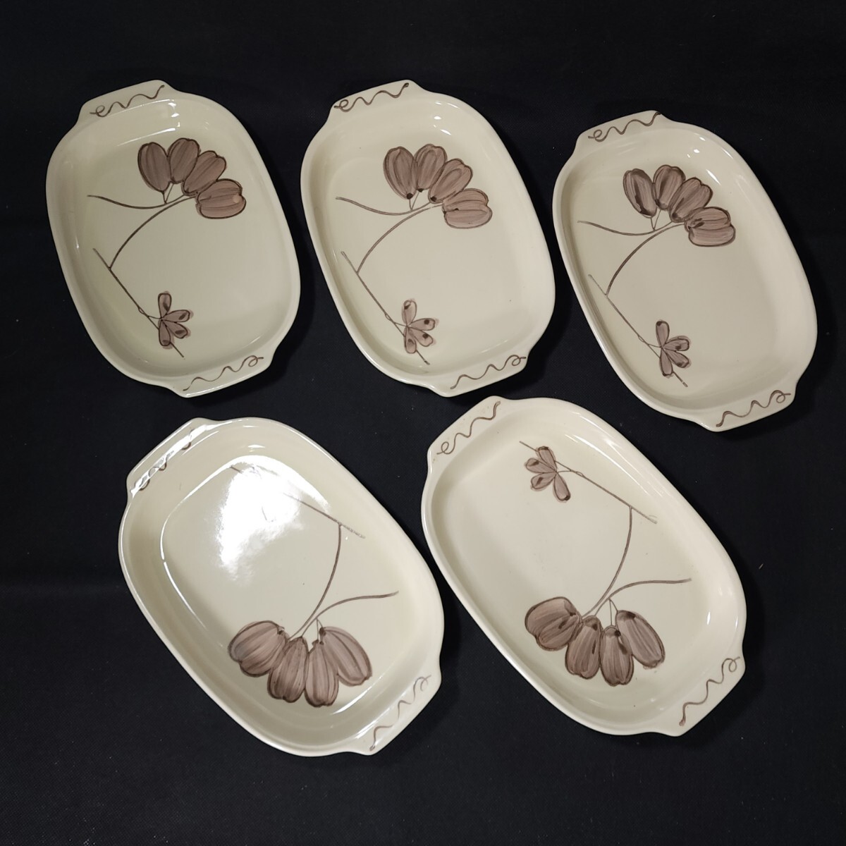 日本クラフト スパゲティー皿 5枚 未使用 /手付パスタ皿/カレー皿/洋食器/陶磁器/の画像2