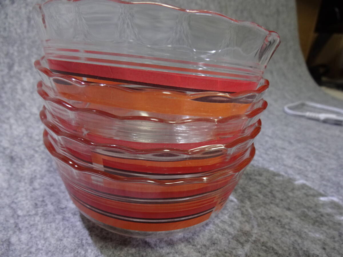 中古 PYREX ガラス小鉢 5枚セット F-06 494 サラダボウル 日本製 UNDERLICENSEの画像3