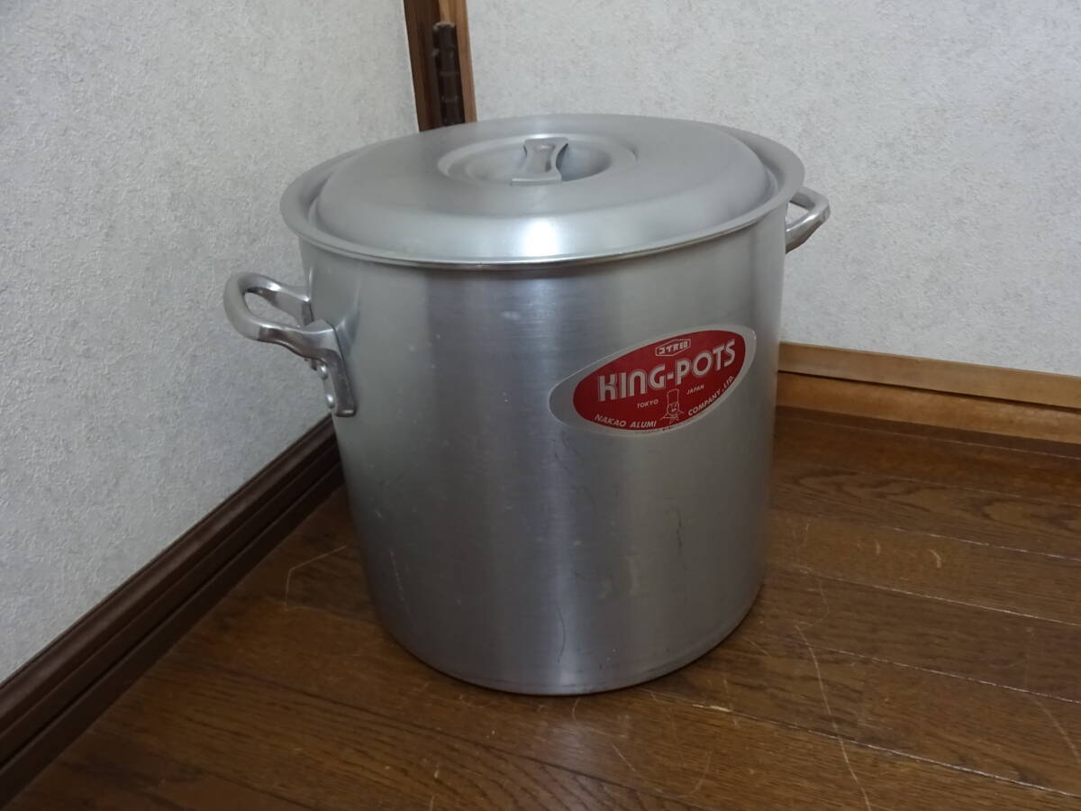 中古 中尾アルミ STOCKPOTS 直径30cm コイヌ印 NAKAO ALMI KING-POTS 寸胴 鍋　両手鍋_画像1