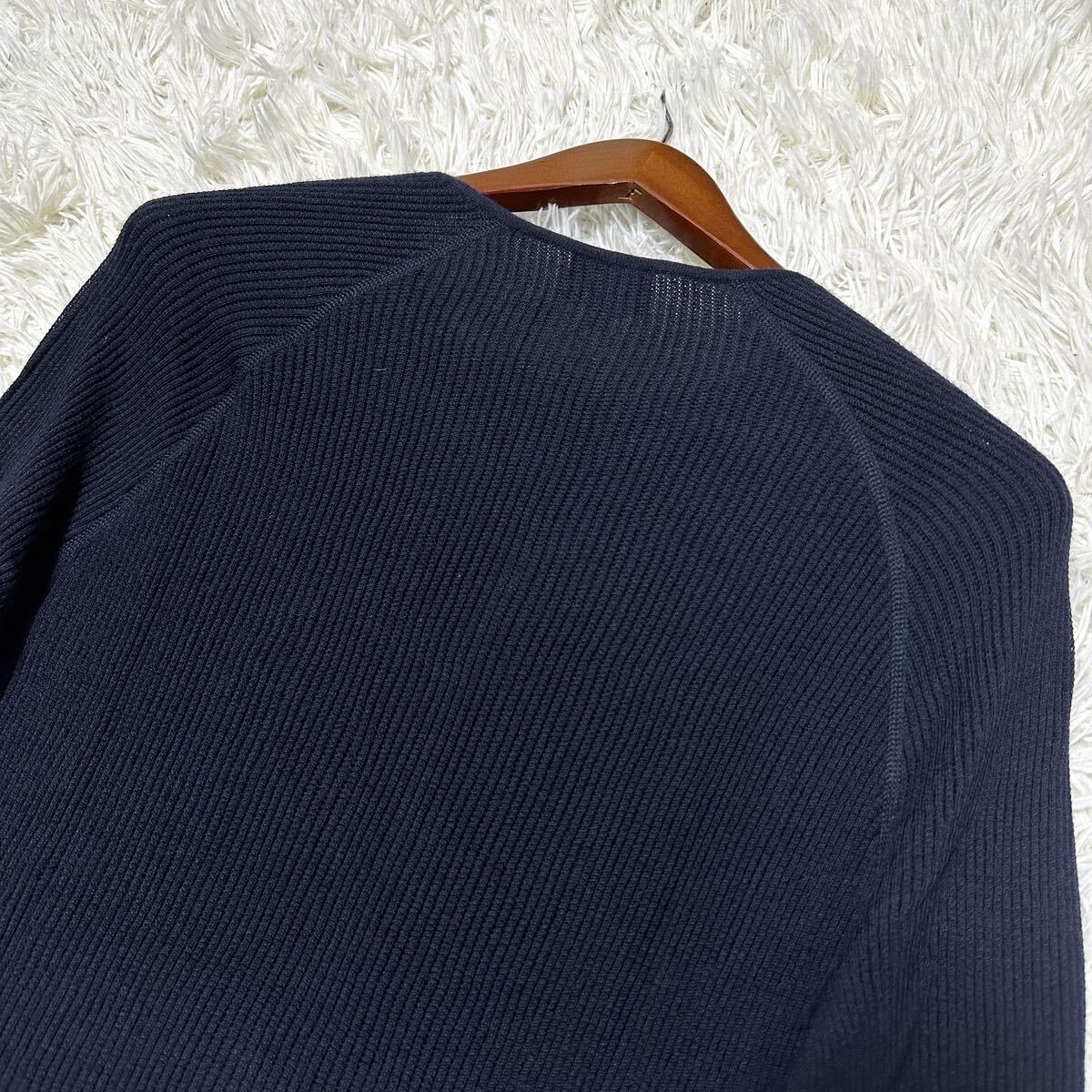 【美品/2XL相当】GIORGIO ARMANI ジョルジオアルマーニ ニット カシミヤ シルク セーター ネイビー 紺色 サーマル 56サイズ_画像6