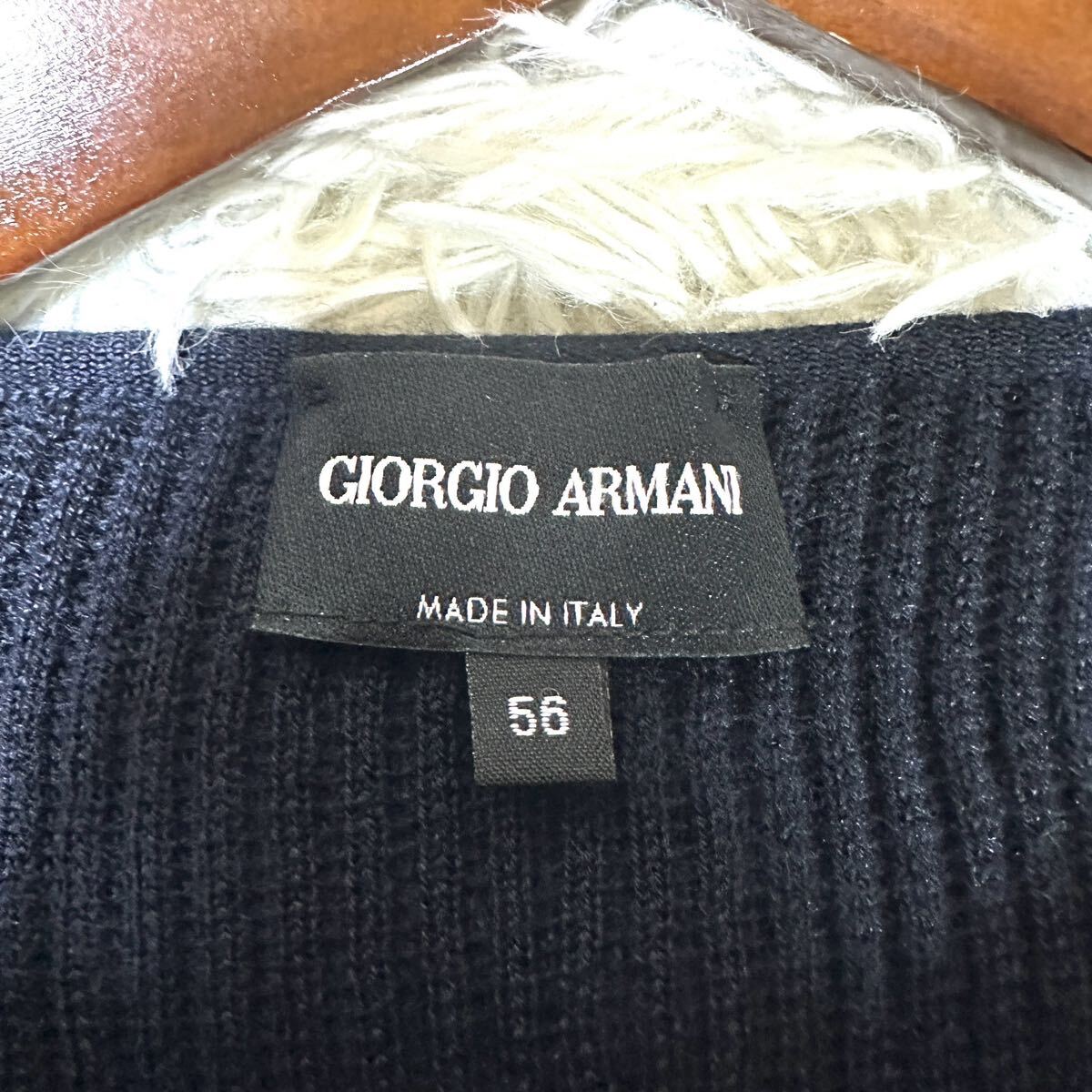 【美品/2XL相当】GIORGIO ARMANI ジョルジオアルマーニ ニット カシミヤ シルク セーター ネイビー 紺色 サーマル 56サイズ_画像8