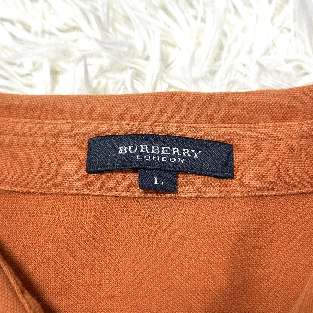 BURBERRY LONDON バーバリーロンドン ポロシャツ 半袖 チェック柄 ホースロゴ オレンジ サイズ3の画像4