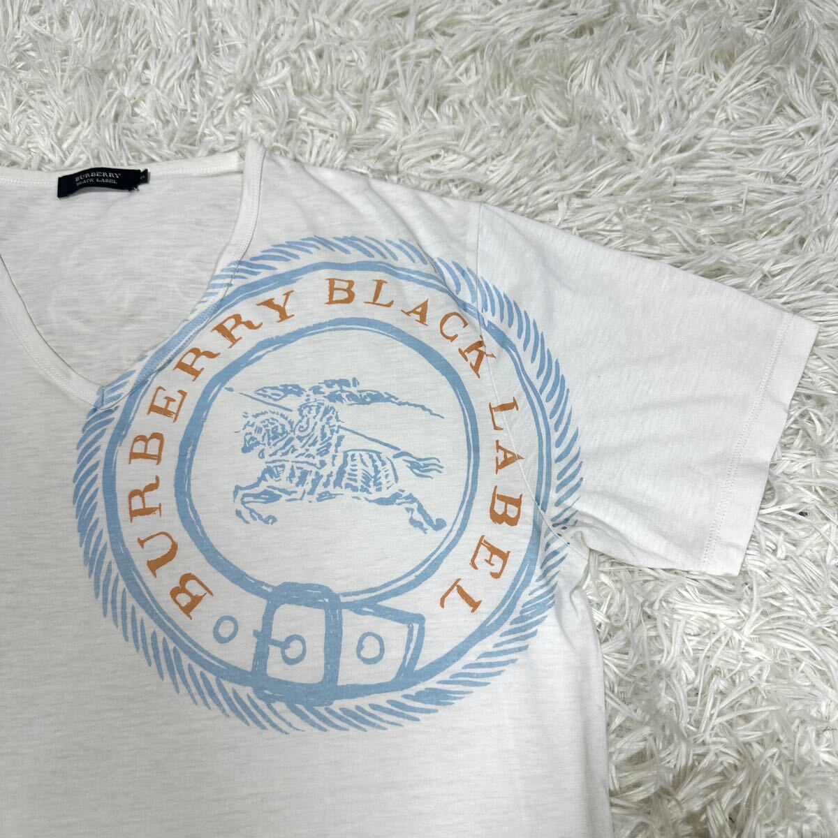 BURBERRY BLACK LABEL バーバリーブラックレーベル Tシャツ 半袖Tシャツ ホワイト ホースロゴ サイズ3の画像3