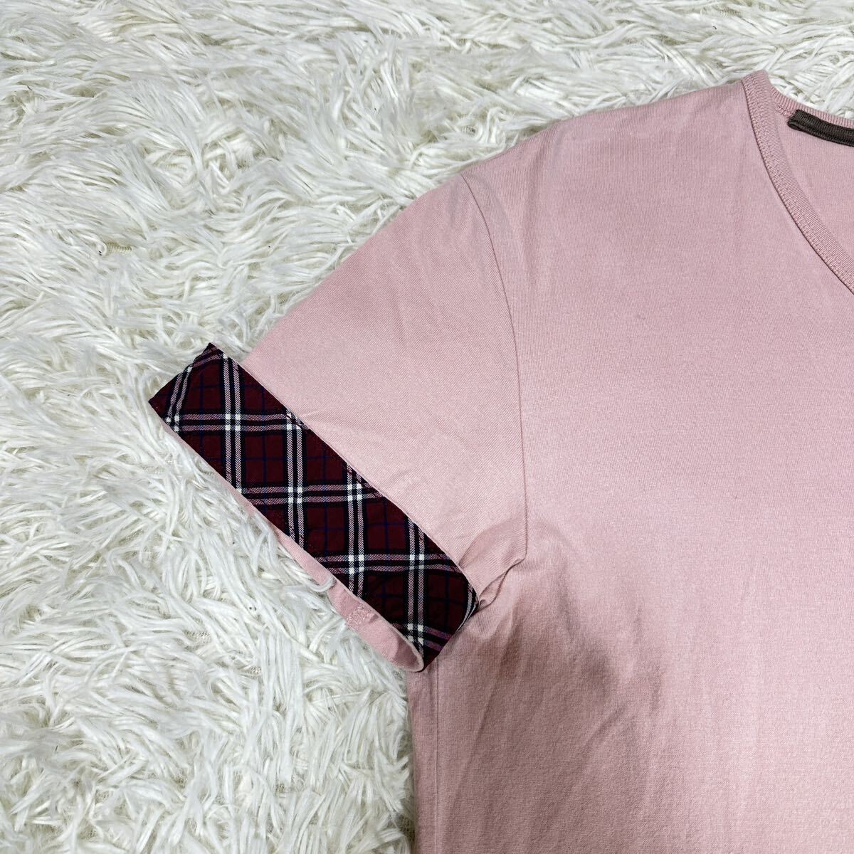 BURBERRY BLACK LABEL バーバリブラックレーベル ピンク 半袖 Tシャツ チェック柄 ホースロゴ サイズ3_画像3