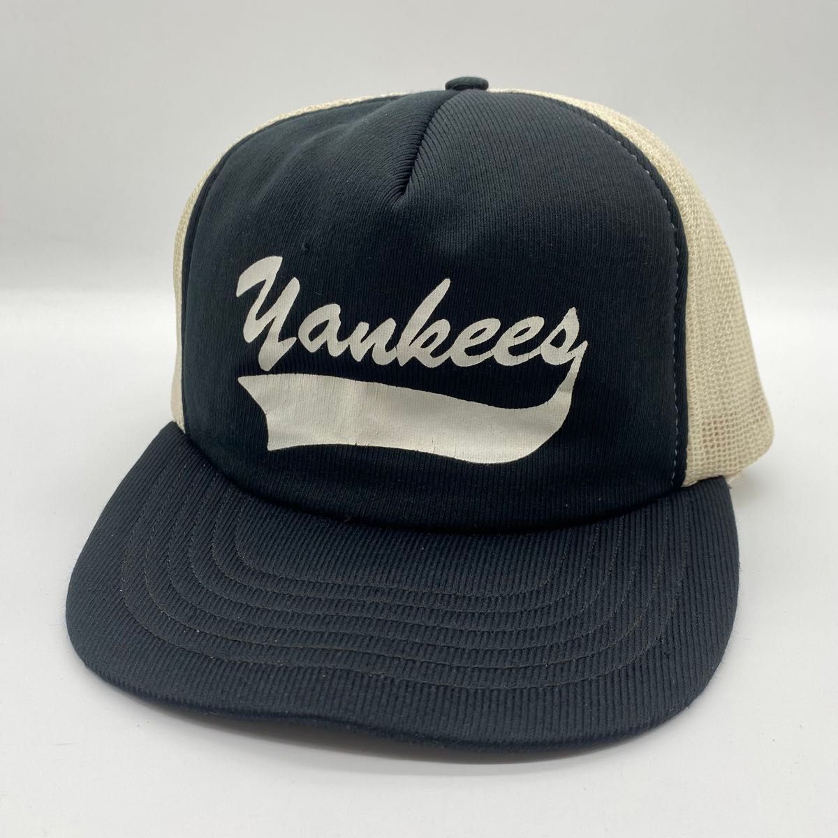 【激レア】　70s~　ヴィンテージ　ヤンキース　MLB　Yankees　プリントロゴ　トラッカーキャップ　スナップバック　5パネル